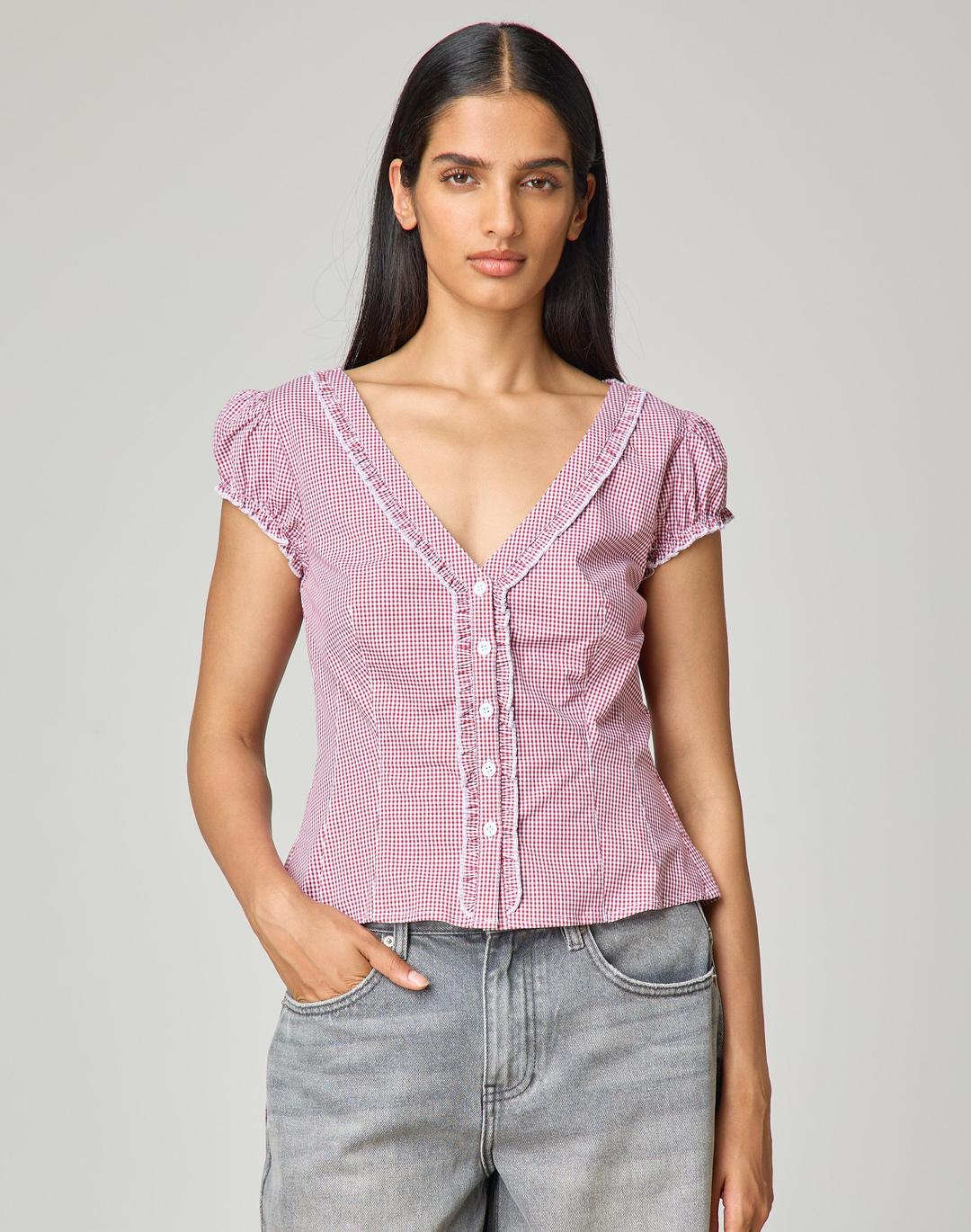 Frill Trim Tailored Blouse