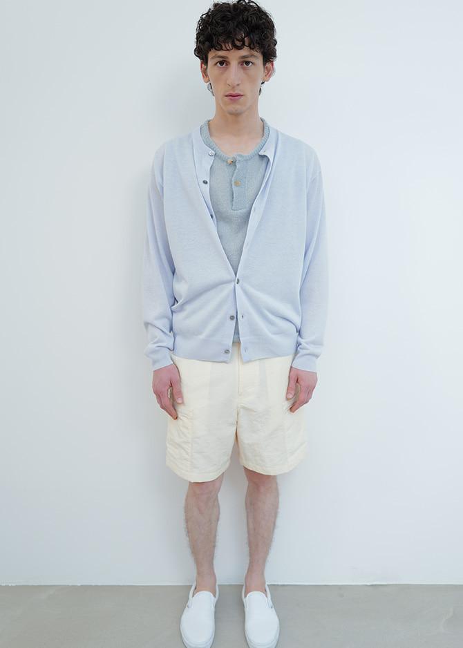 SHEER CREWNECK CARDIGAN [BLUE]