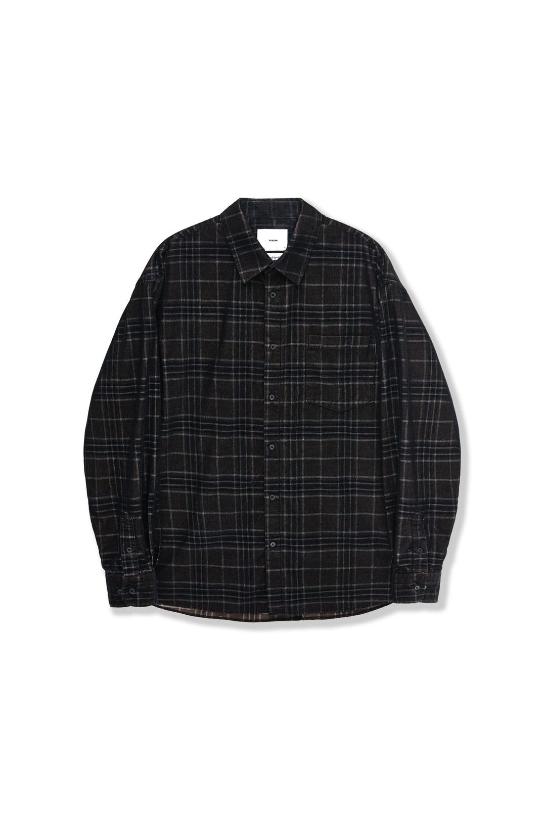[25'SS] relaxed shirts_corduroy check black & brown