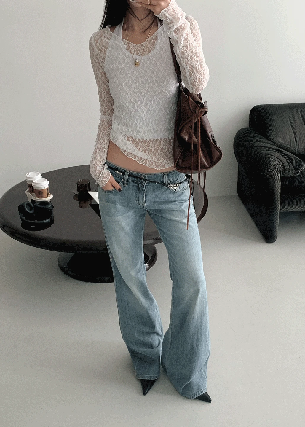 LACE LAYERED LONG SLEEVE *아이보리, 그레이 당일배송*