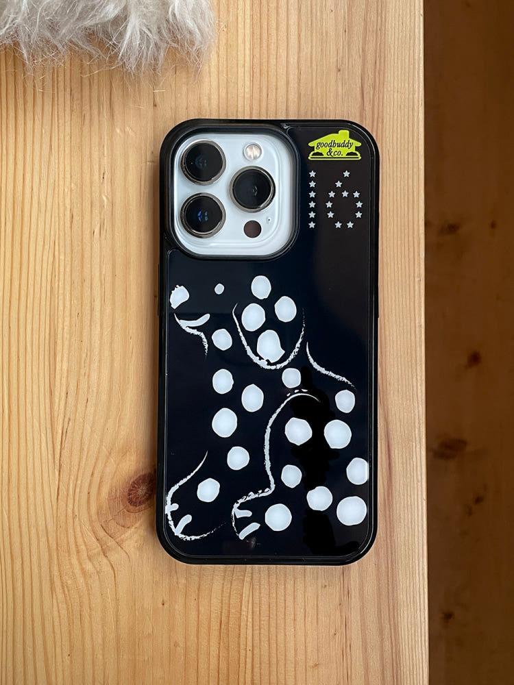 구디버디, (블랙)달마시안 맥세이프 글라스 범퍼 아이폰 15 프로 폰케이스