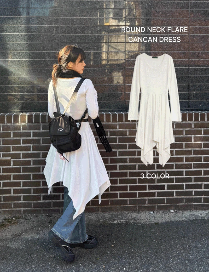 에리너 라운드넥 플레어 캉캉 원피스 - 3 color