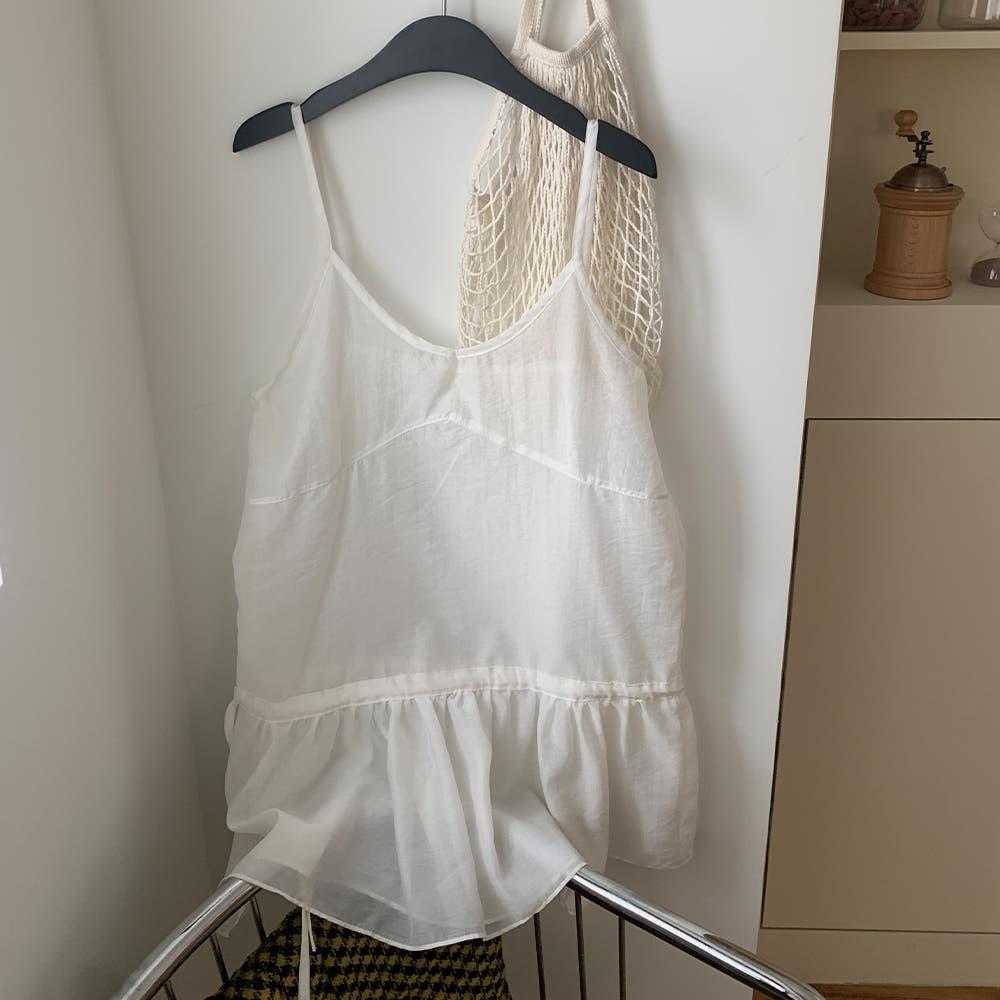 프릴 레이어드 나시 원피스 (2C) 봄신상 리본끈 원피스