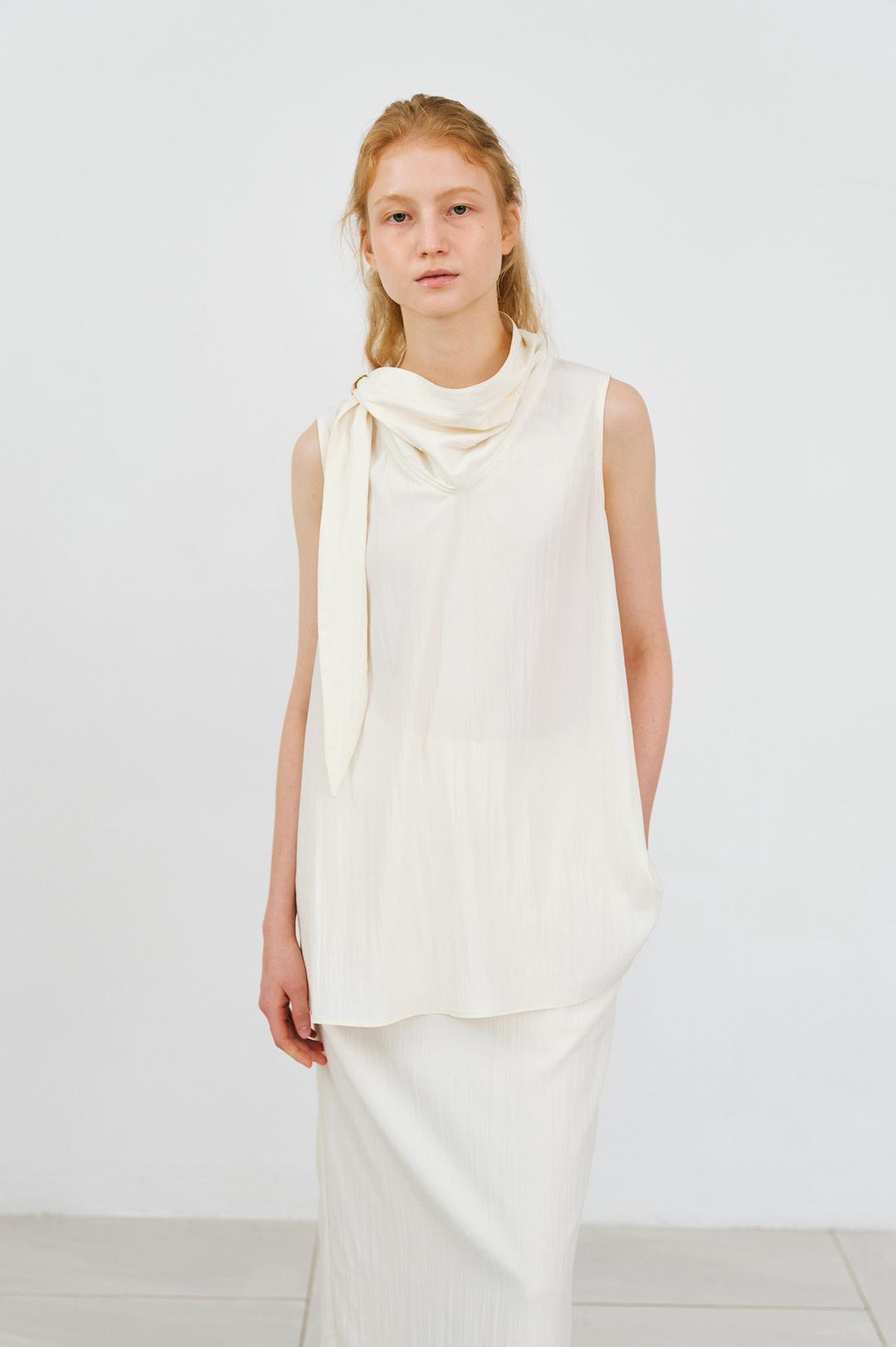 [2nd-order] Linda Scarf Sleeveless Top (Ivory)