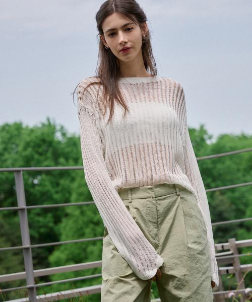 린넨 시어 루즈핏 니트 [WHITE]