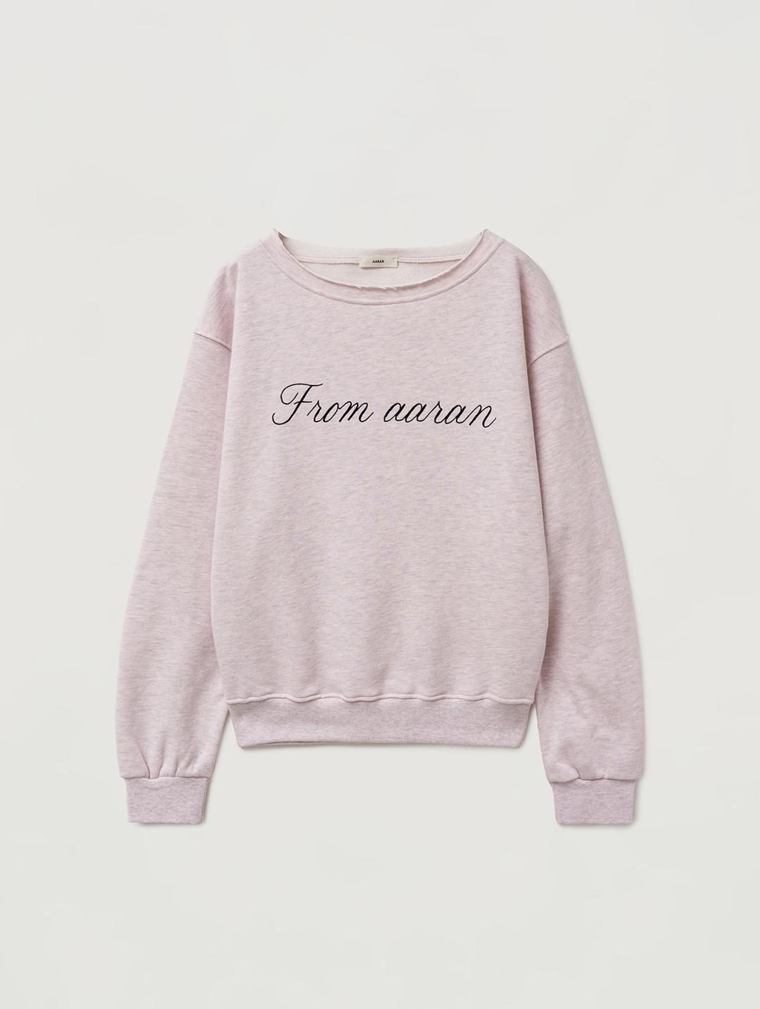 (2th) Cut-off one shoulder sweatshirt_melange pink