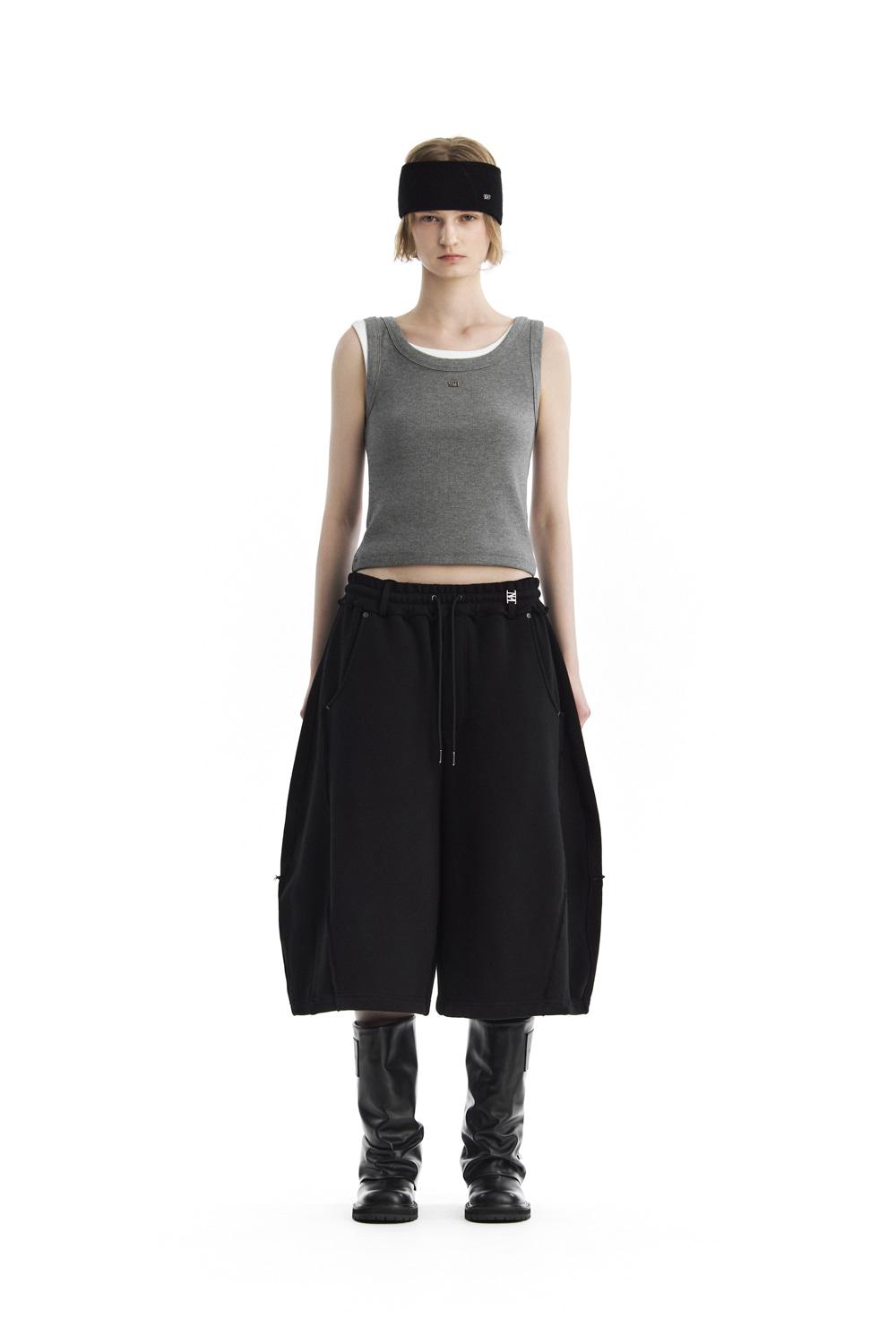 TMB Slim-Fit Cropped Sleeveless Top [ Melange Gray ]