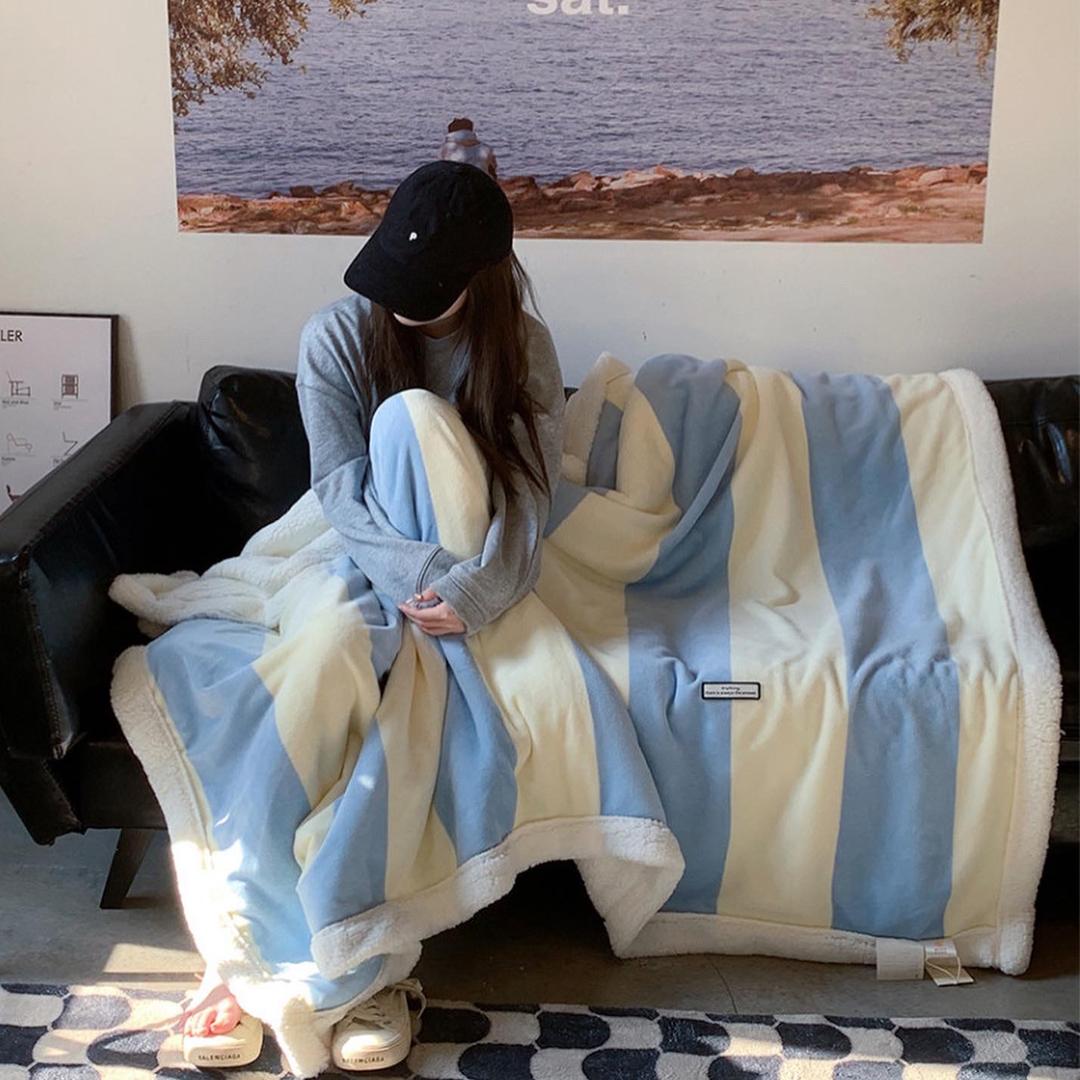 6 TYPE SOFT 베개커버 유니크 소프트 스트라이프 담요