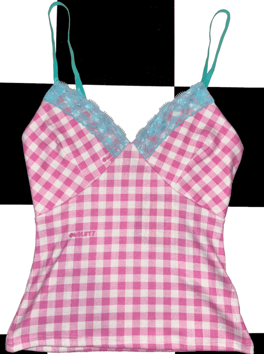 GINGHAM POINTELLE CAMI IN PINK