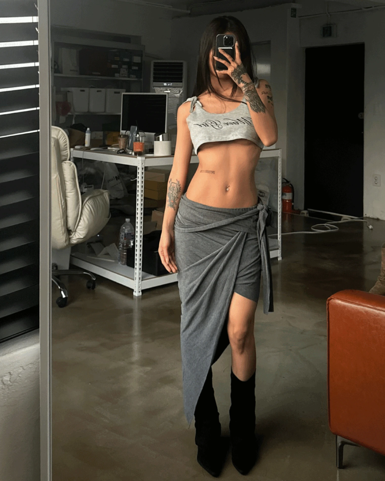 Tie Wrap Long Skirt (3C)