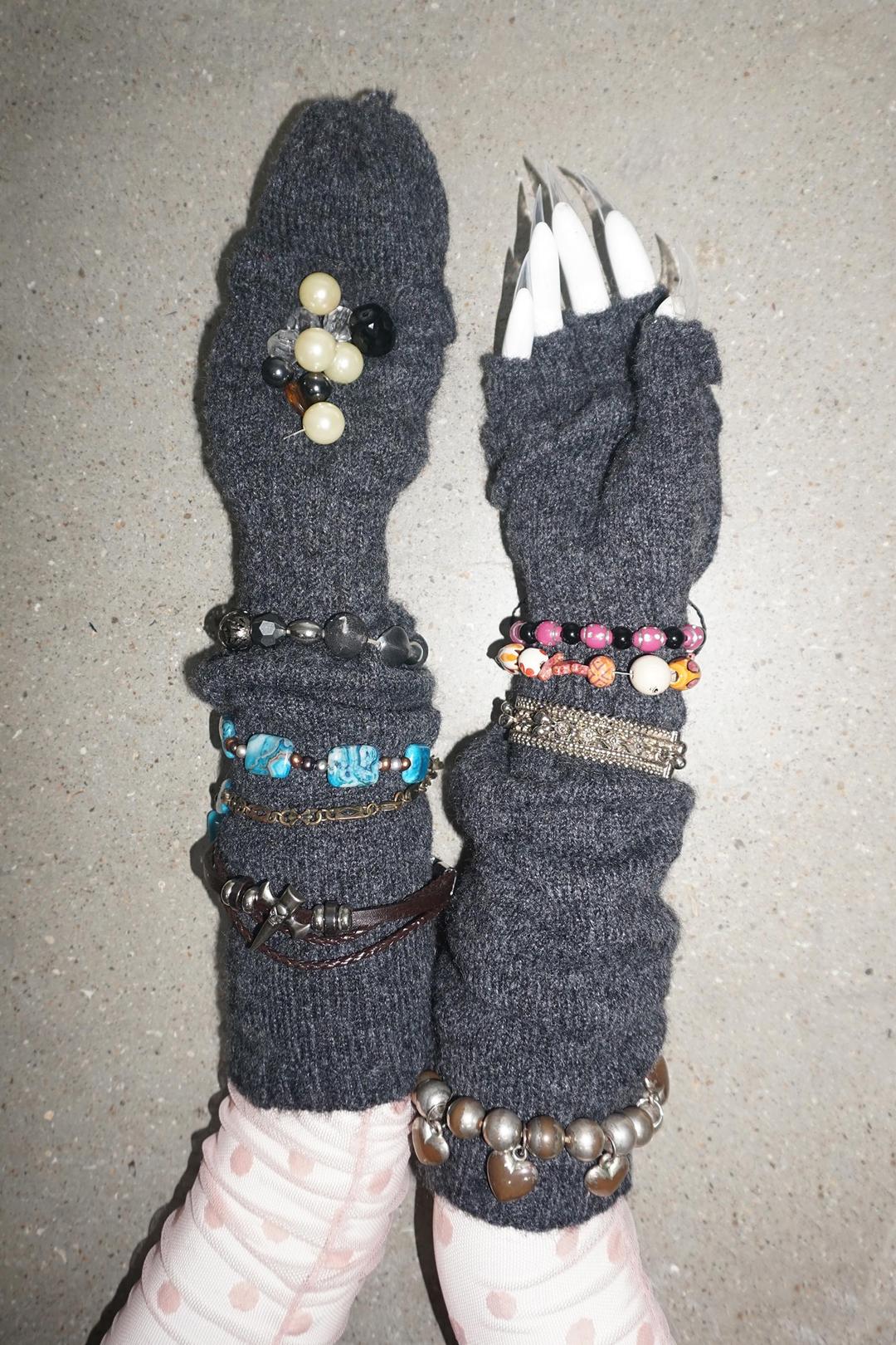 Wool Flap Gloves Charcoal