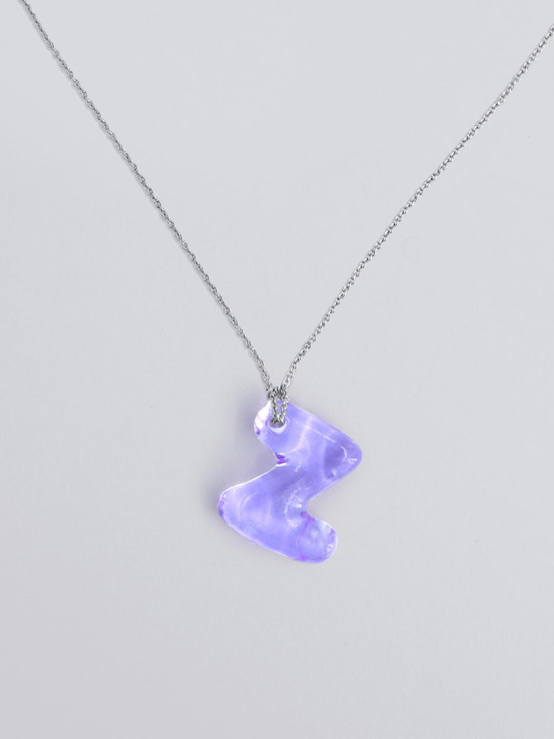 Mini Glace Initial Z Necklace - Metal chain