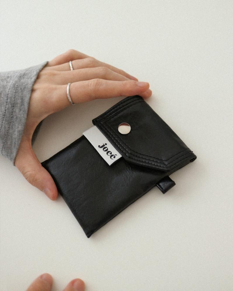 joee 비건레더 여자카드지갑 키링지갑 명함 교통카드홀더 블랙