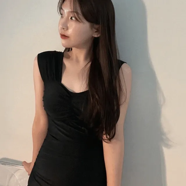 [당일출고/뱃살커버]가슴꼬임 셔링 모노키니2color