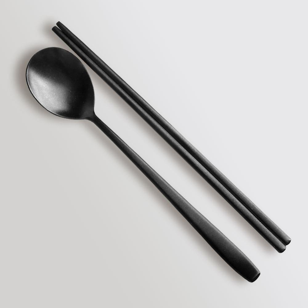 페블블랙 수저세트 고급 무광 검정 숟가락 젓가락 한식수저