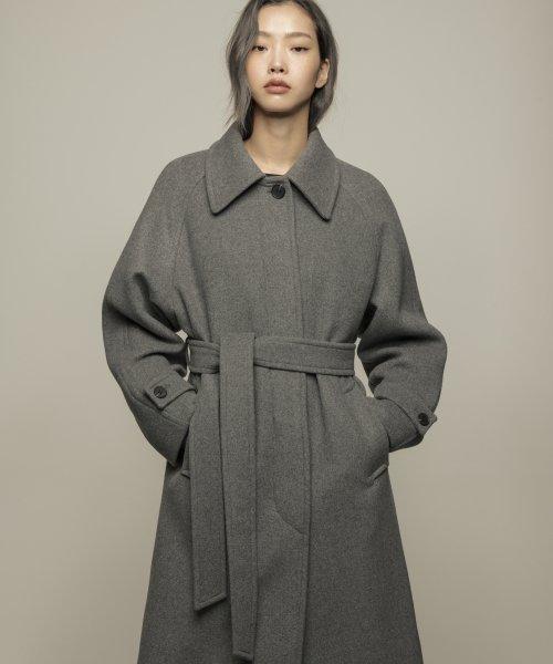우먼즈 캐시미어 블렌드 발마칸 로브 코트 [미디엄 그레이]