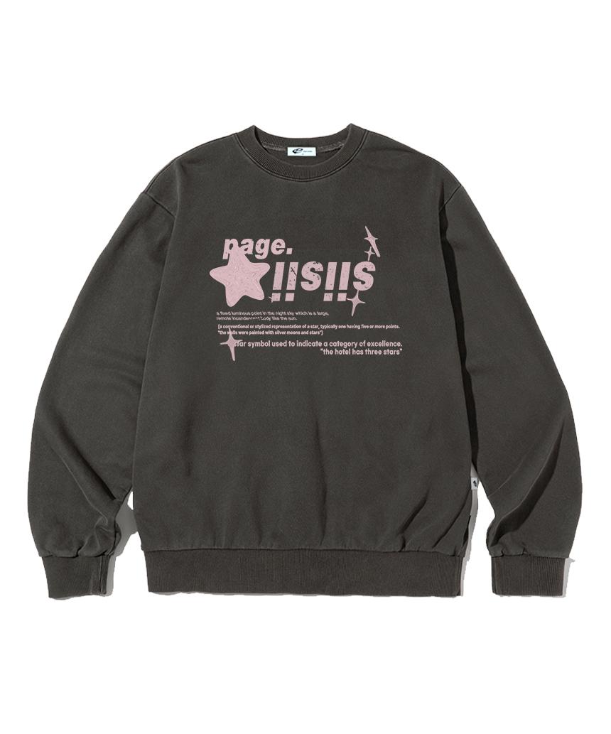 라이트핑크 크롬 시시 스타즈 프린트 피그먼트 맨투맨 차콜