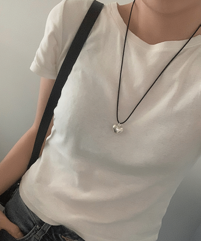 (silver925) 하트 스트링 롱 목걸이 *2color