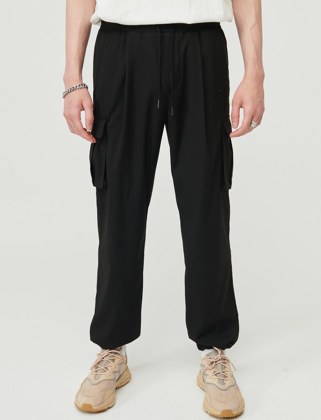 와이드핏 카고 조거 팬츠 블랙