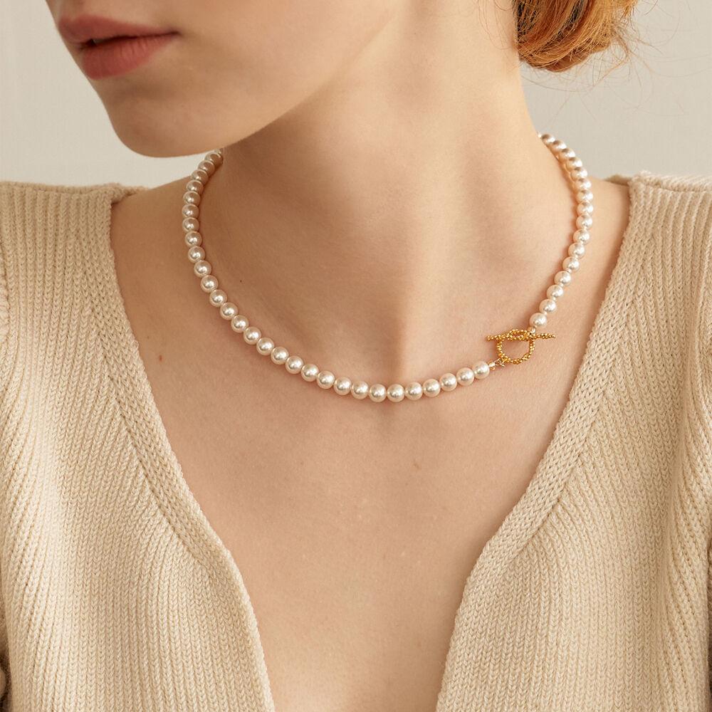 [제시카 착용] Dot Toggle Pearl Necklace (2color)