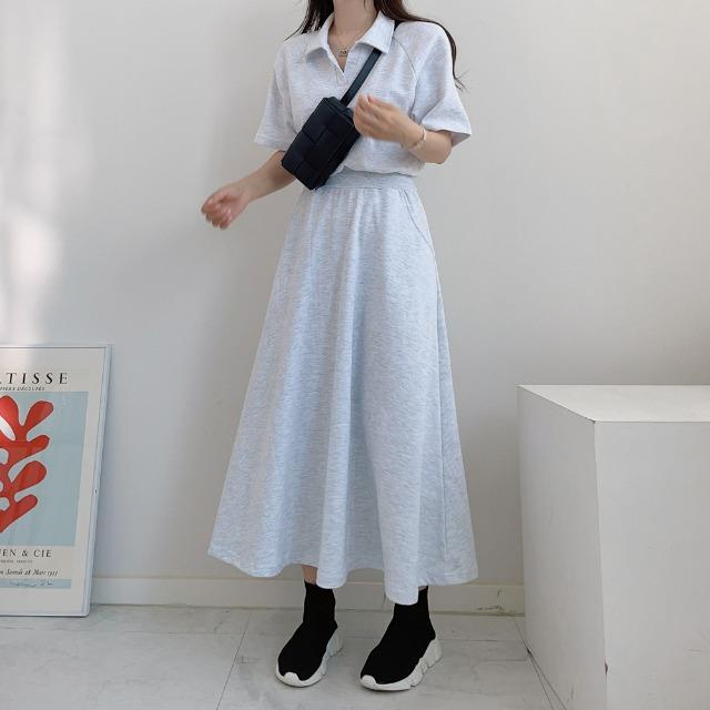 [당일발송/후기극찬OPS/여름버전] 잘록 몸매 허리밴딩 롱 카라 원피스 N-0581