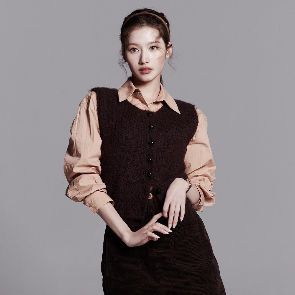 [사나 착용] JOUR round neck knit vest