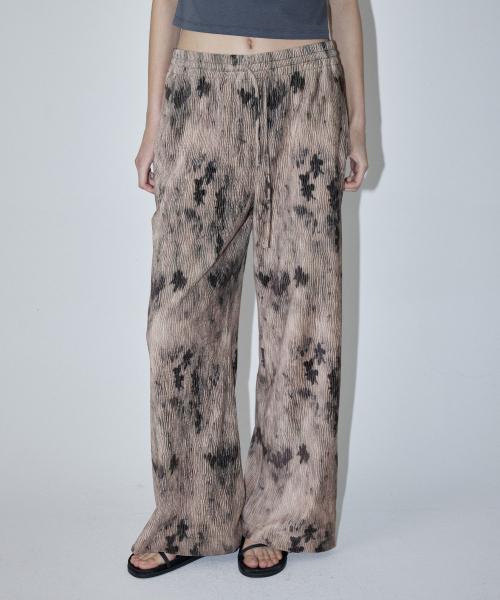 SMUDGE VELOUR BANDING PANTS - BEIGE