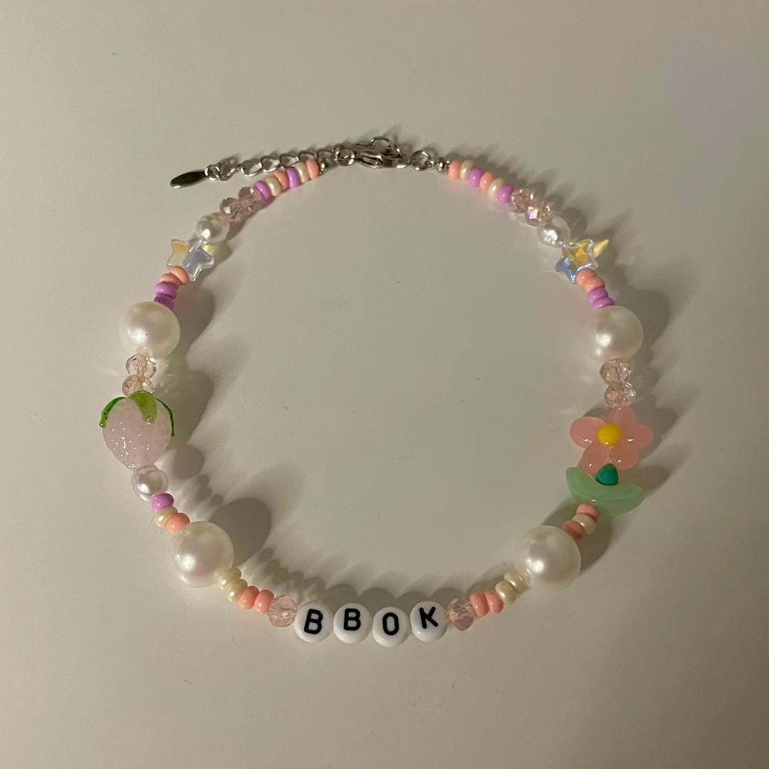 곰뽁이네 반려동물 이니셜 진주 목걸이 이름표 인식표 생일 강아지 고양이 핸드메이드