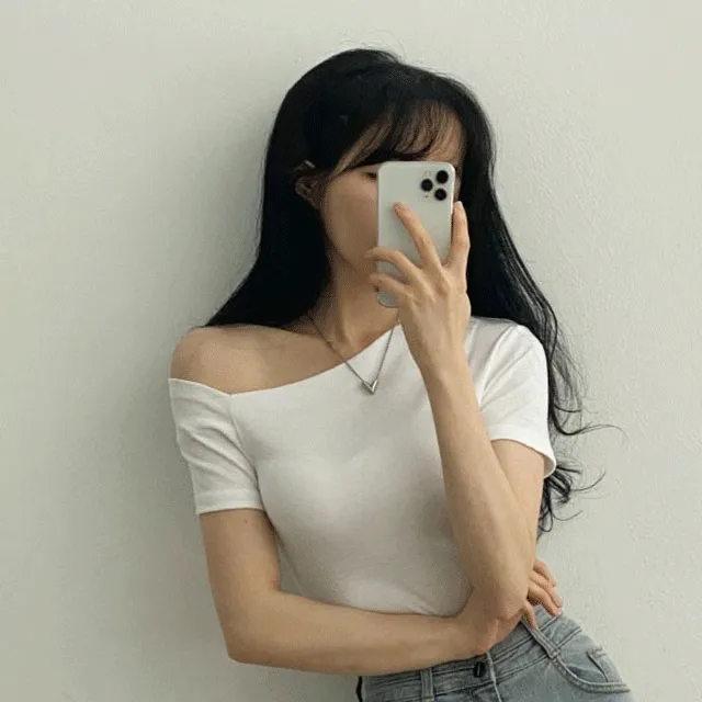 [3color]은근섹시 원오프숄더 반팔티