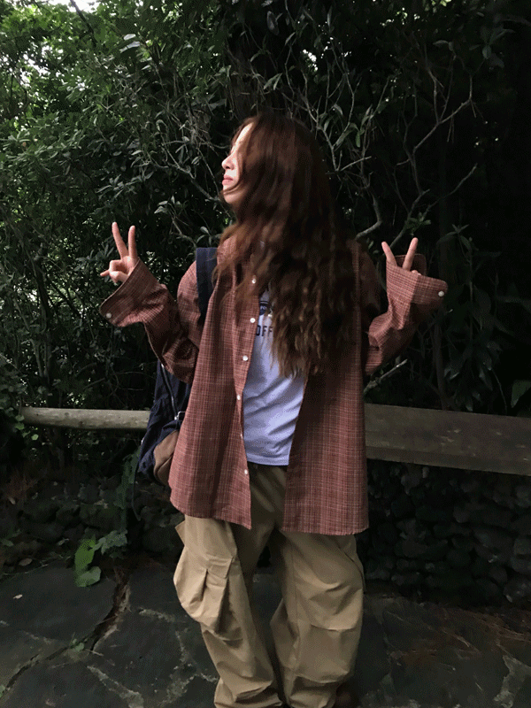 (당일발송) red bean check shirts