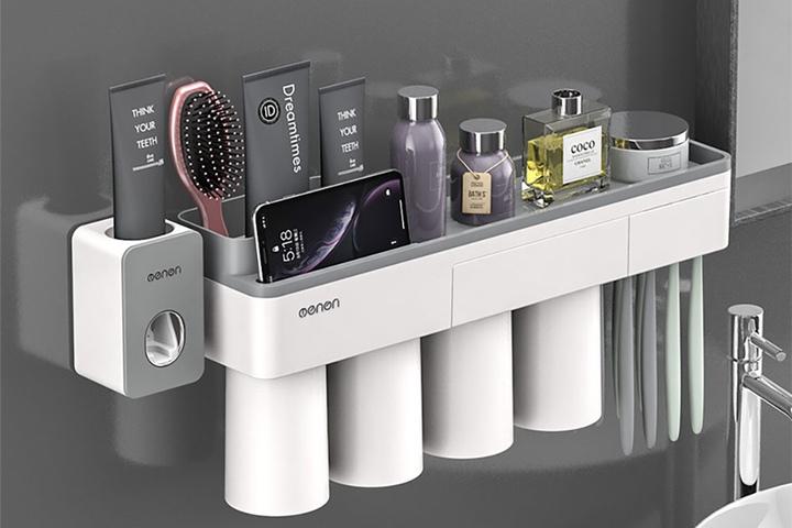 무타공 욕실 치약 칫솔 자석컵세트 홀더 거치대 4컵_재고정리 세일