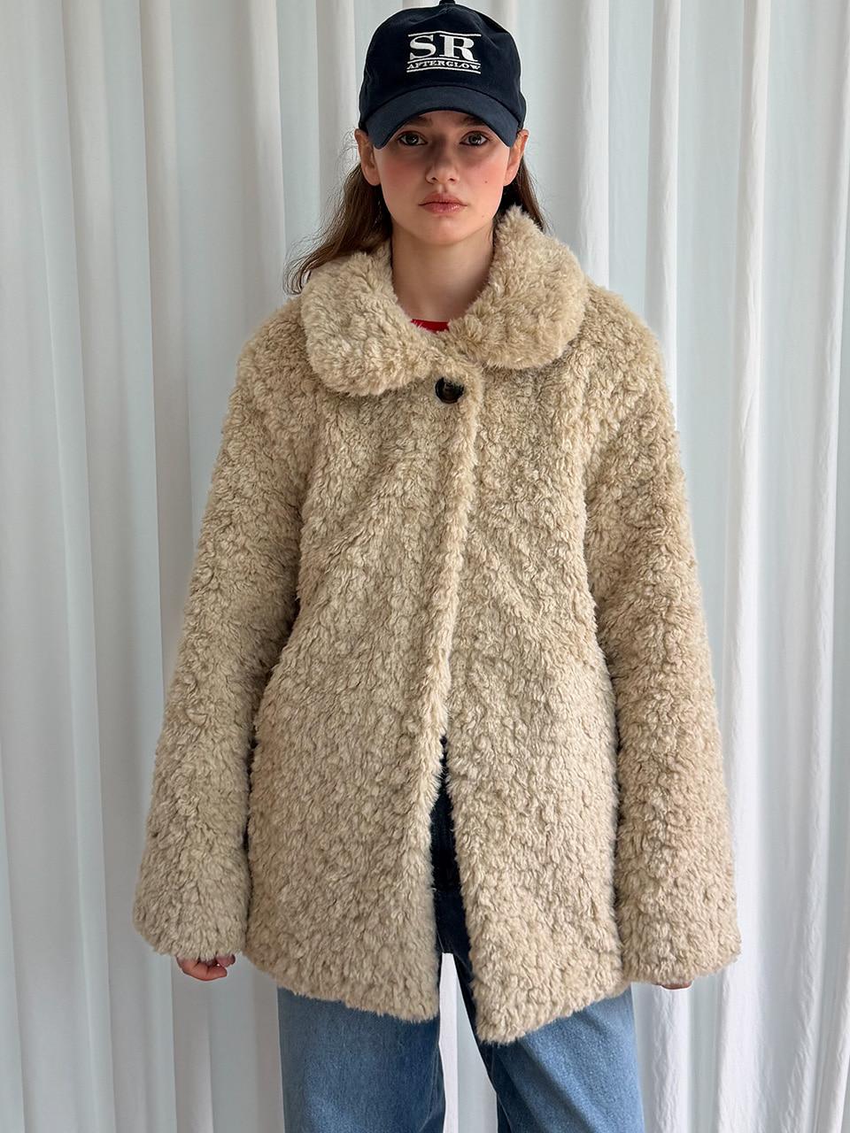 (12/16 예약배송)ROUND COLLAR FUR COAT - BEIGE