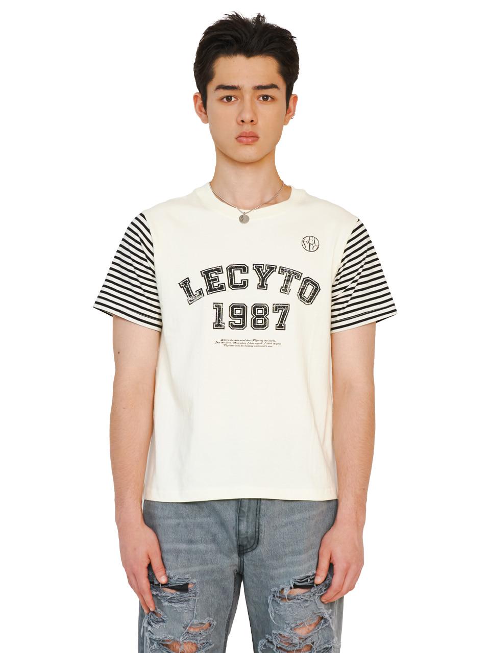 BIKER CRACK LOGO T-SHIRT_[IVORY]