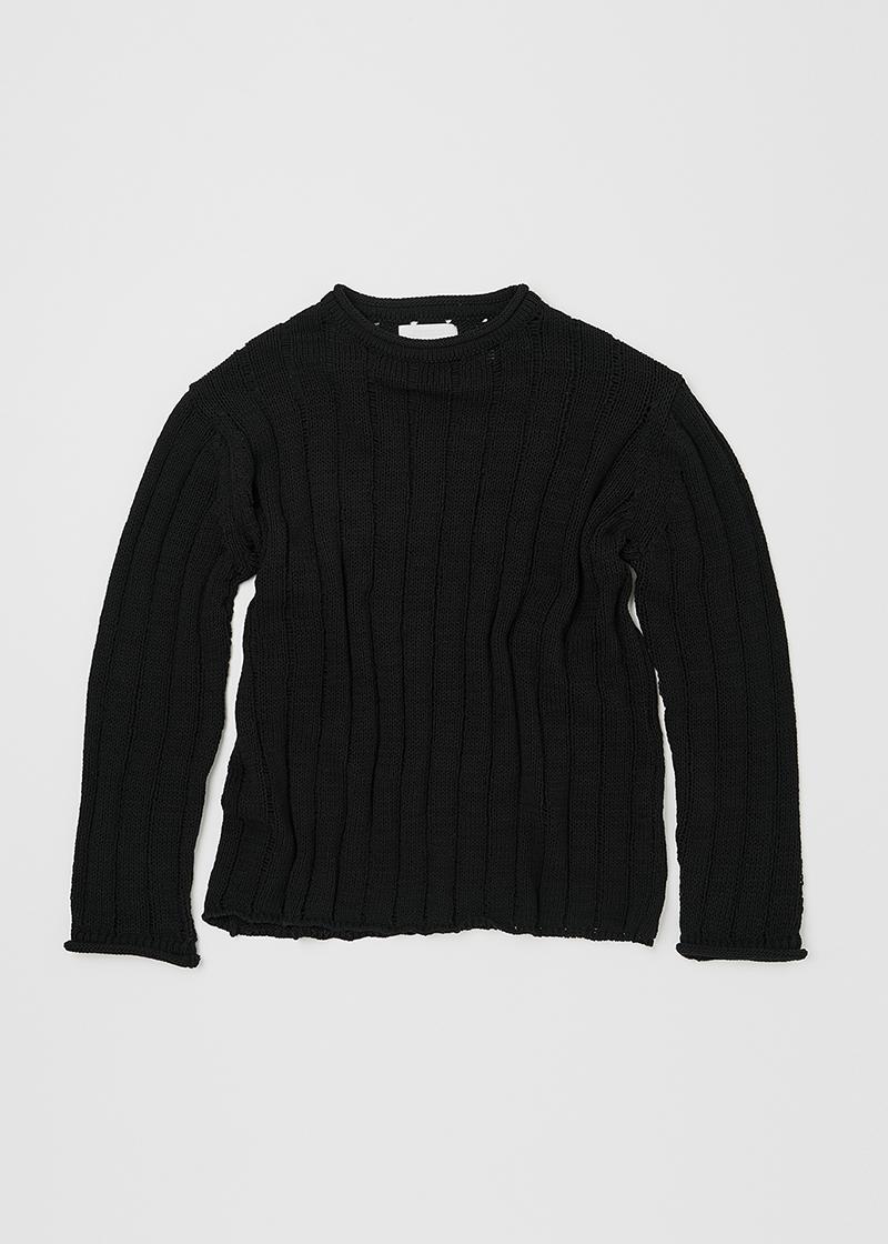 (REORDER) OVERSIZED TAPE YARN SWEATER IN BLACK