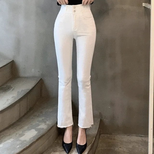 [기모버젼추가!](4만장돌파❤!!/핏예술)투버튼하이웨스트세미부츠컷팬츠, 가을,겨울 , 가을바지