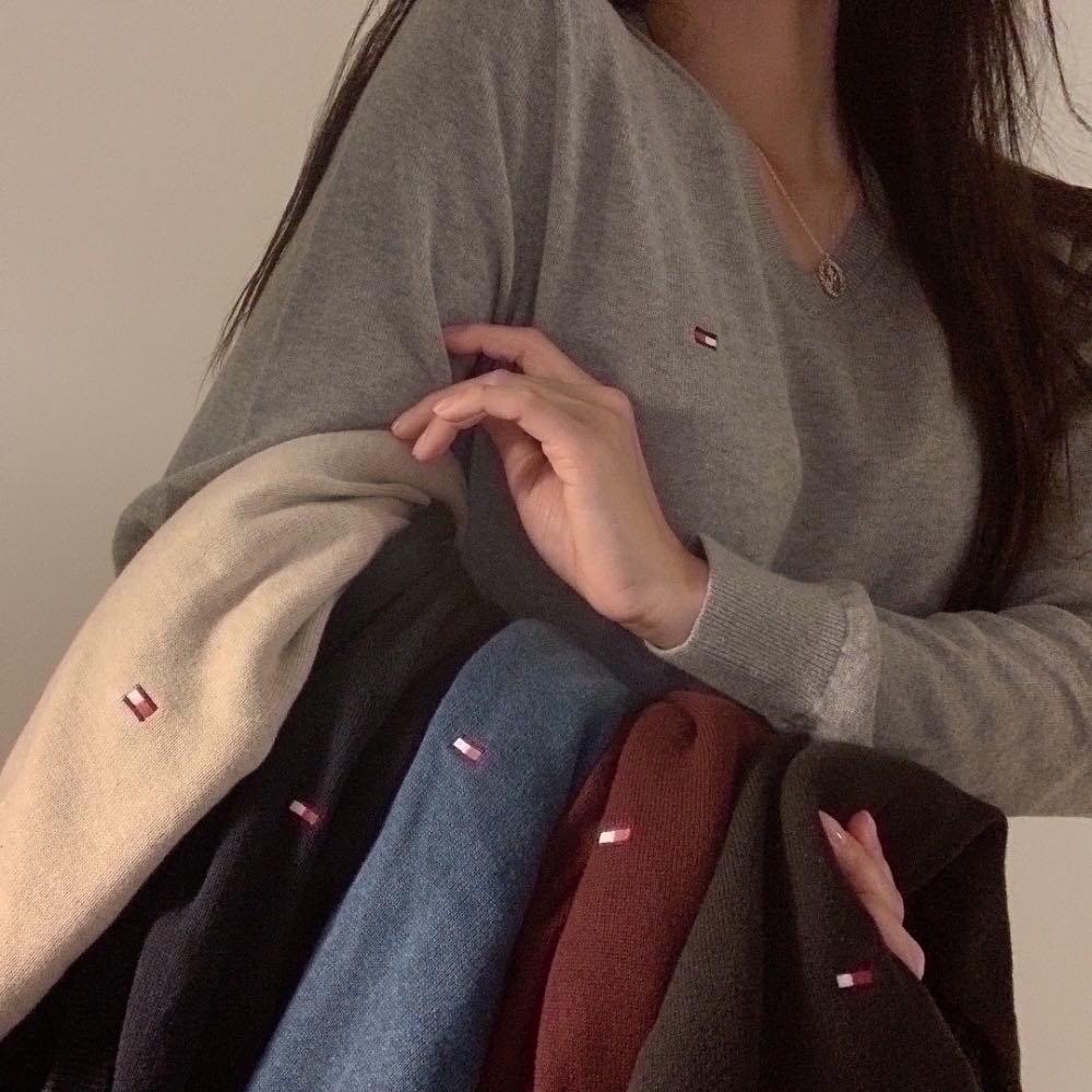 가을컬러추가! 타미힐피거 베이직 브이넥 니트 7가지 컬러[미리 블프 세일]