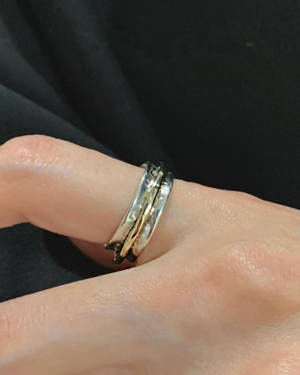 골드링 포인트 볼드 실버 반지 / R-057. 925 silver