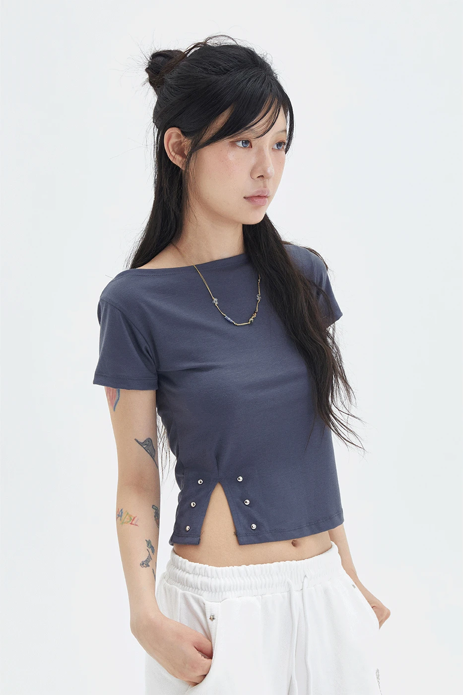 애드 보트넥 반팔티