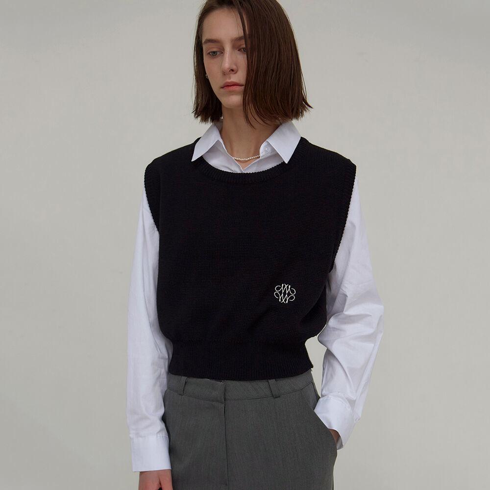 CREW NECK VEST_BLACK