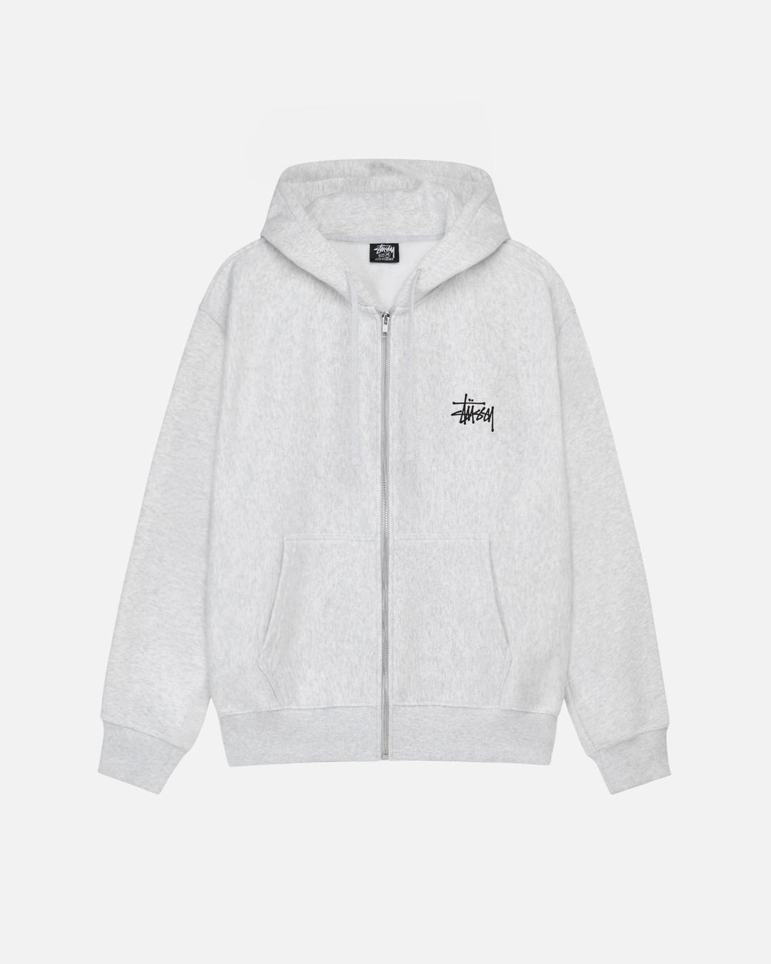 BASIC STÜSSY ZIP HOODIE - Ash Heather / S