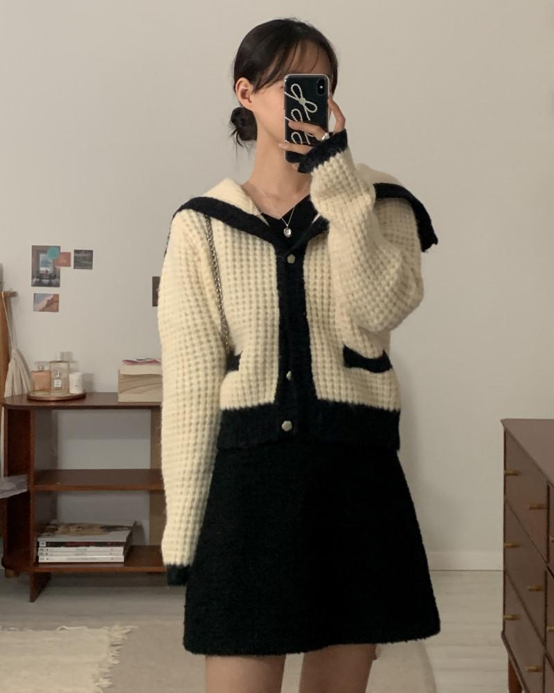 오네 세일러카라 니트 가디건