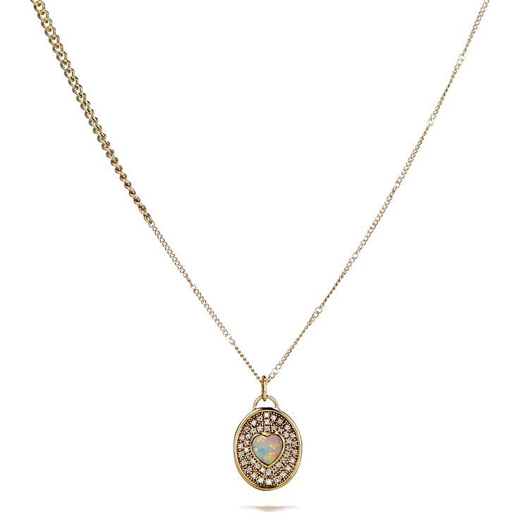 [수엘] 하트 오팔 & 다이아몬드 코인 네크리스