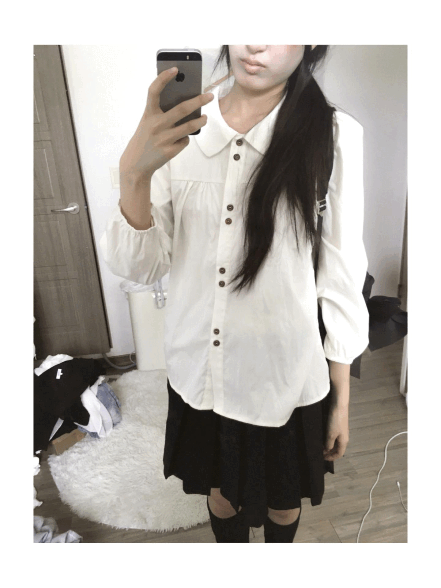 Marron blouse / 마롱 버튼 카라 블라우스