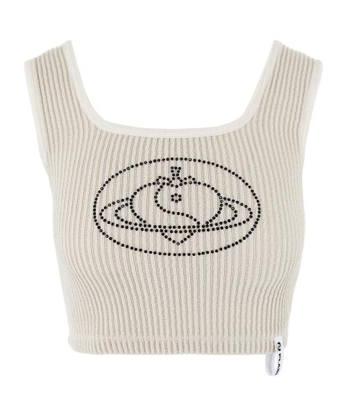 SPACE TOP IN BEIGE(크롭 니트 슬리브리스)