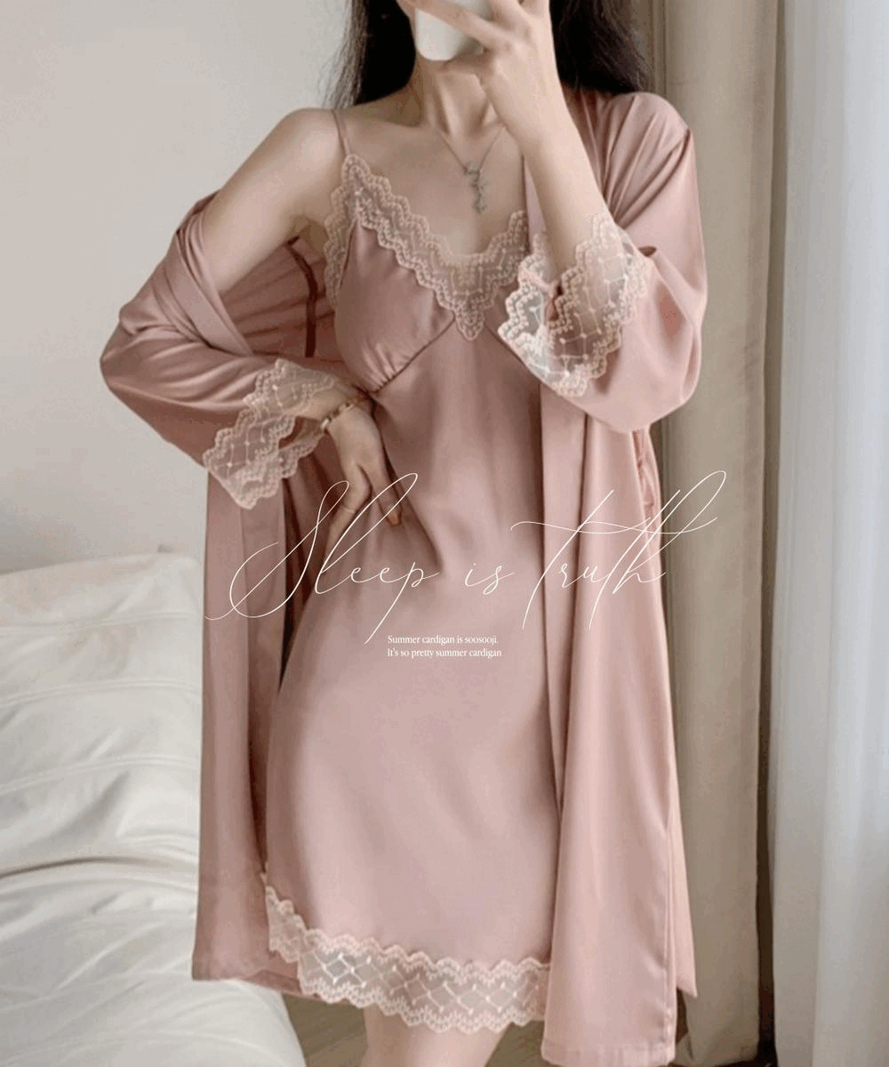 ♥예쁘다고 난리♥ 3종/2종세트 슬립+가운세트/바지셋+가운세트 잠옷 원피스잠옷