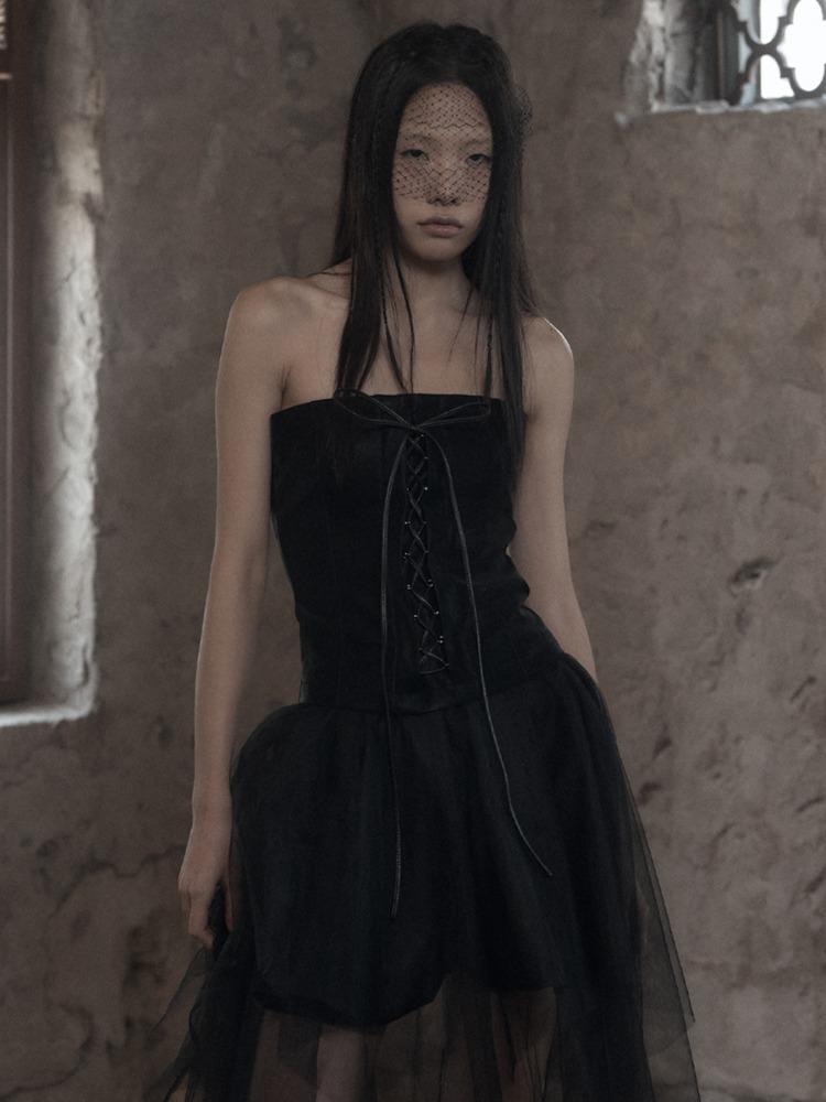 [mnem] Velvet Leather Corset