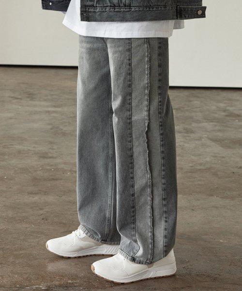 어글리 롱 와이드 데님 그레이