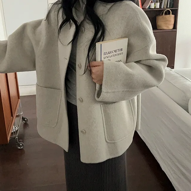 [2주소요] 핸드메이드 싱글 울 숏 코트 (3color)