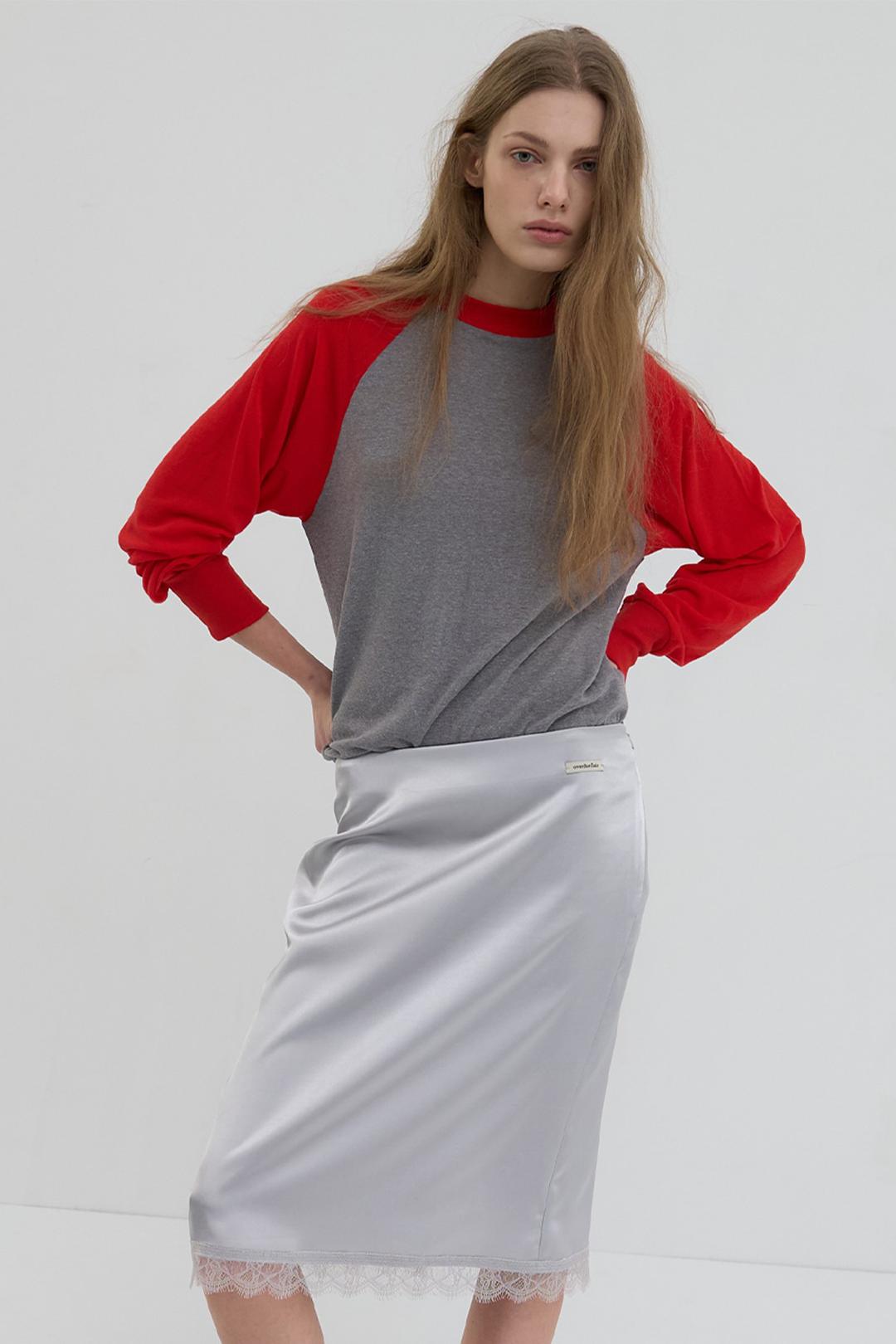 COLOR COMBI RAGLAN T-SHIRT_GRAY/RED