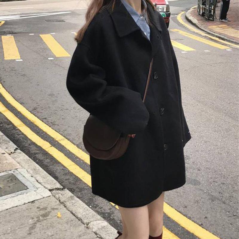 샤인글램 (당일출고) 카라 루즈핏 베이직 기본 누빔 겨울 모직 하프 겨울 코트 아우터 자켓 3color